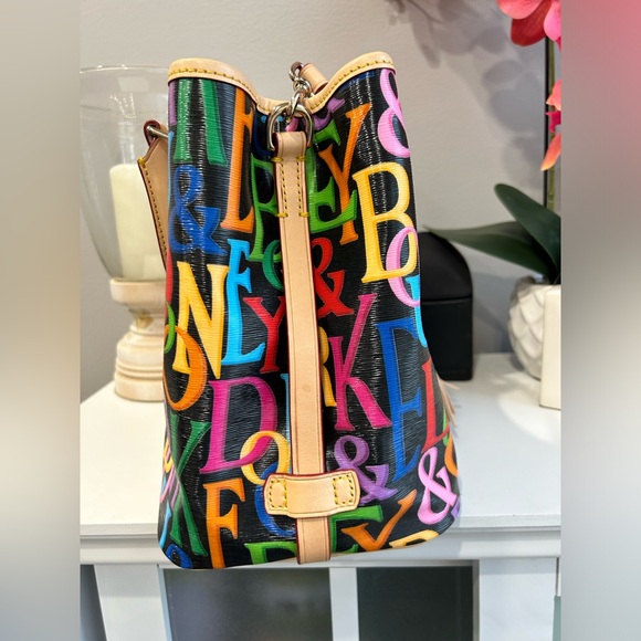 Dooney & Bourke Retro Grafica multicolor rainbow drawstring bag NEW - Picture 4 of 9